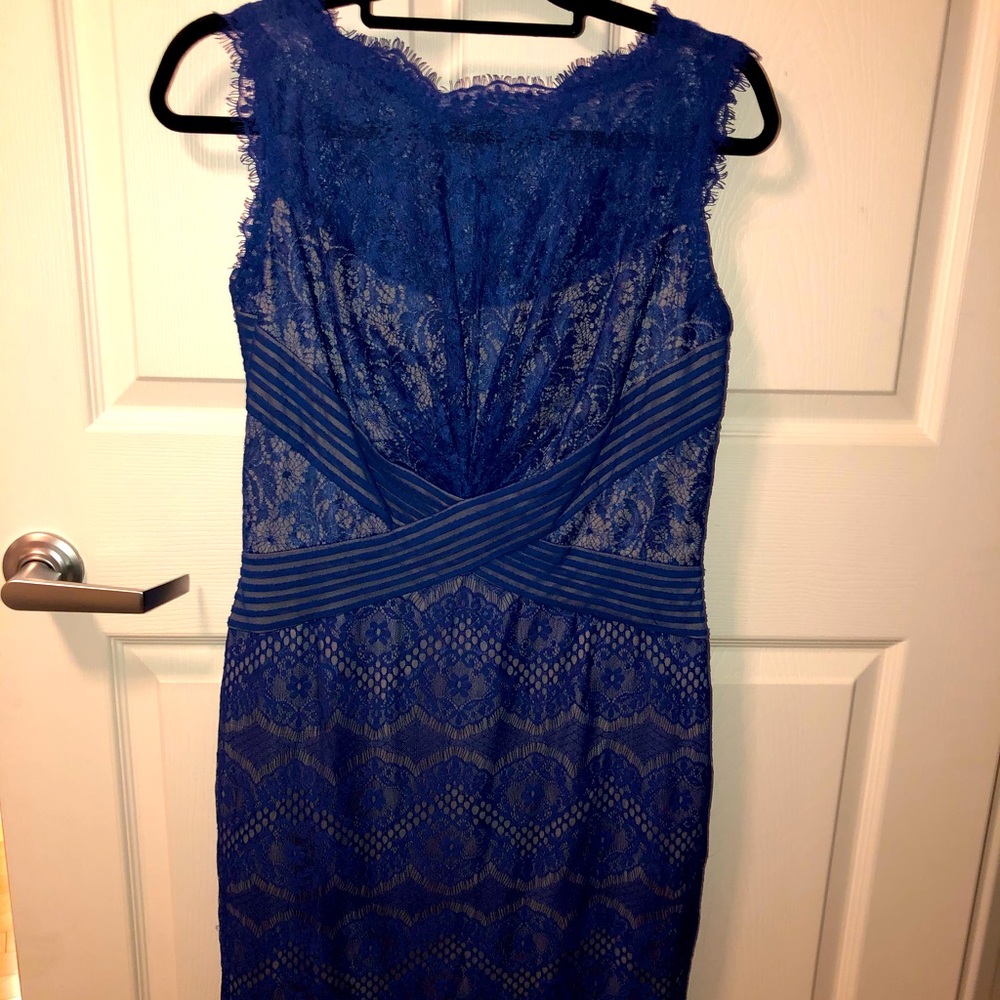Tadashi Shoji Blue Lace Illusion Cocktail Dress